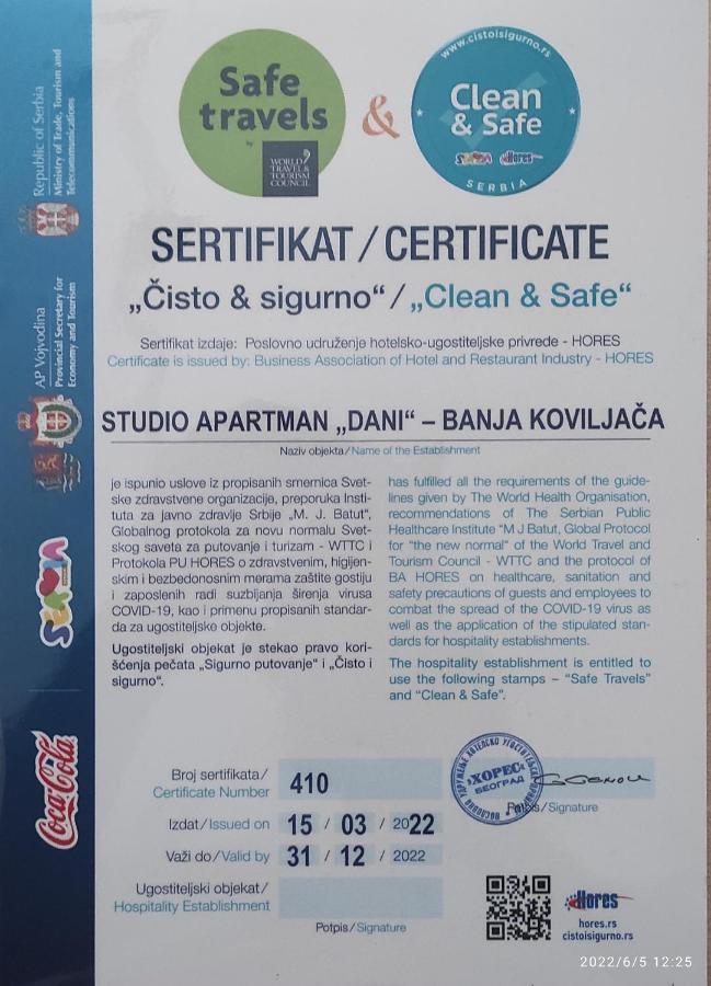 Studio Apartman Dani Banja Koviljaca Exterior photo